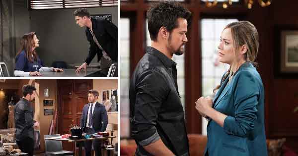 B&B Week of May 15, 2023: Finn visited Sheila in jail. Taylor told Deacon to pursue Brooke. Thomas overheard Hope reveal how she felt about him.